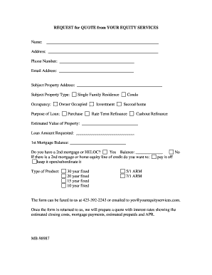 Request for Quote Mortgage Form