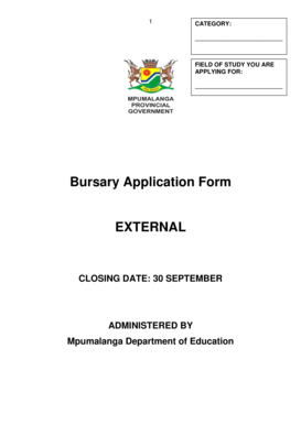 Mpumalanga Department of Education Bursary Application Form