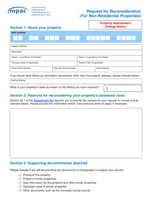 Request for Reconsideration of Property Assessment