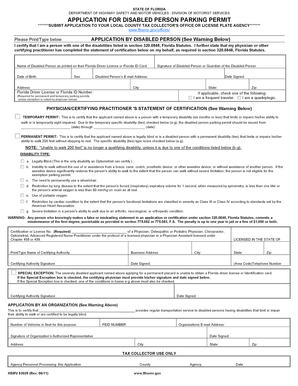 Florida Disabled Person Parking Permit Application