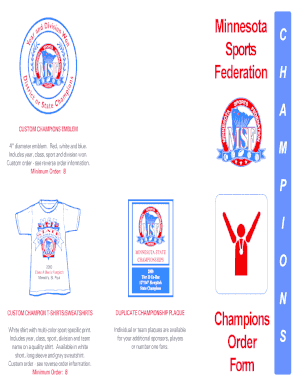 Minnesota Sports Federation Championship Awards Order Form