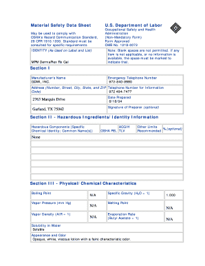Material Safety Data Sheet