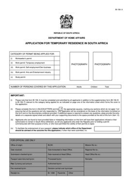 South Africa Temporary Residence Application