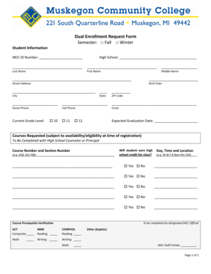 Dual Enrollment Request Form