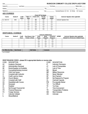 Muskegon Community College Drop & Add Form