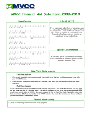 MVCC Financial Aid Data Form