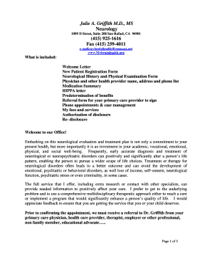 New Patient Registration Form for Neurology