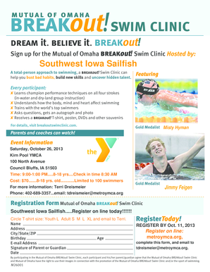 Mutual of Omaha Breakout Swim Clinic Registration Form