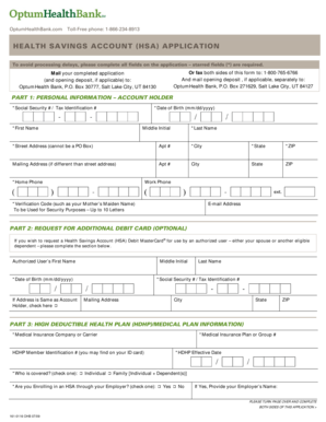 Health Savings Account Application