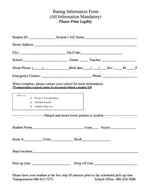 Busing Information Form