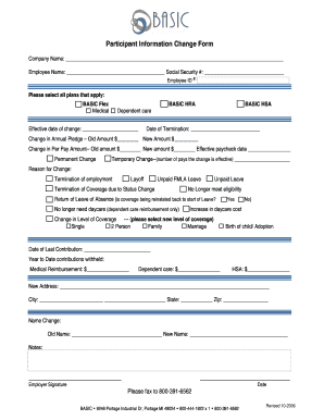 Participant Information Change Form