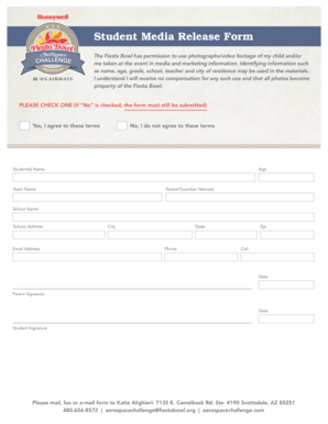 Fiesta Bowl Student Media Release Form