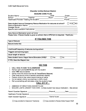 CUSD Seizure Care Plan