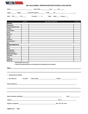 Annual Preparticipation Physical Evaluation Form