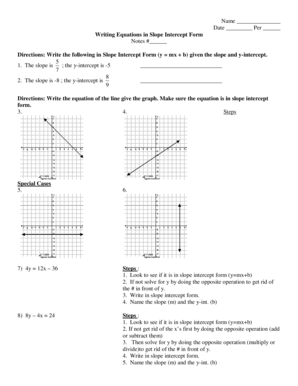 Slope Intercept Form Worksheet