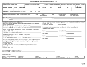 Chandler Unified School District Student Registration Form