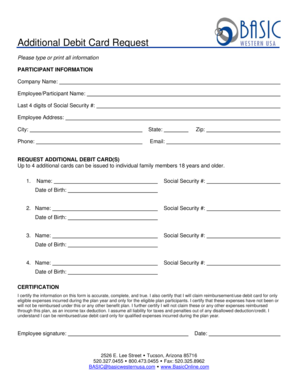 Additional Debit Card Request Form