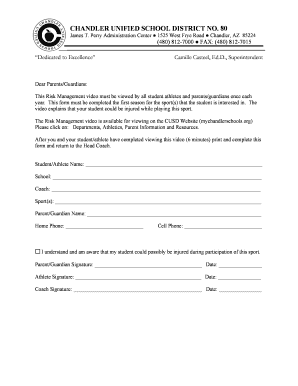 Student Athlete Risk Management Form