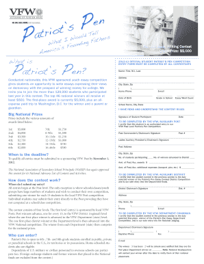 Patriot's Pen Essay Contest Entry Form