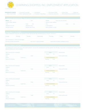 Charming Shoppes Employment Application