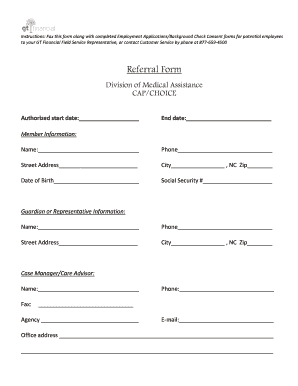North Carolina Medicaid Referral Form