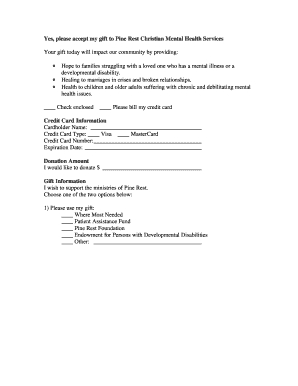 Pine Rest Donation Form
