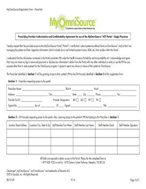 MyOmniSource Prescriber Registration Form