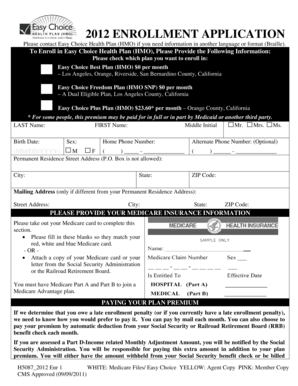 Easy Choice Health Plan Enrollment Application