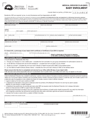 BC Baby Enrolment Form