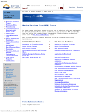 BC Medical Services Plan Forms