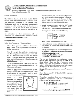 California Lead-Related Construction Worker Certification Application