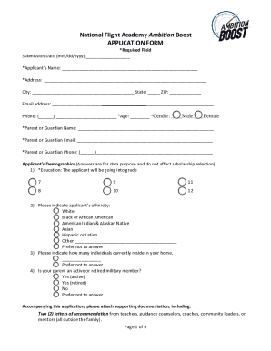National Flight Academy Ambition Boost Application Form