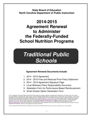 North Carolina Child Nutrition Program Agreement