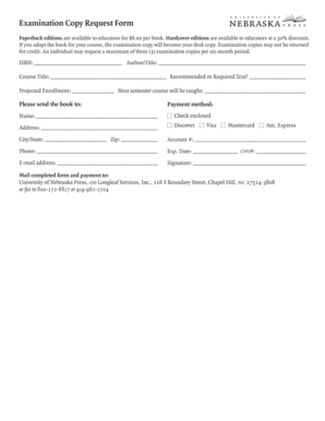 Examination Copy Request Form