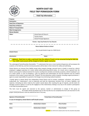 Field Trip Permission Form