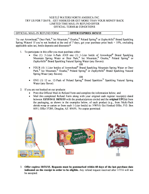 Nestlé Waters Mail-In Refund Form