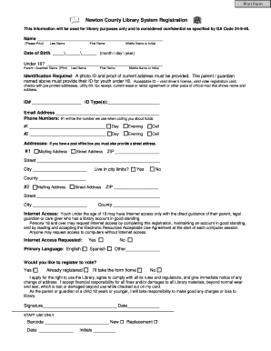 Newton County Library Registration Form