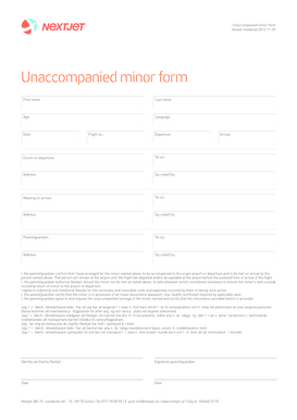 Unaccompanied Minor Travel Form