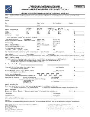 National Flute Association Convention Registration Form