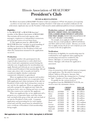 Illinois REALTORS President's Club Application