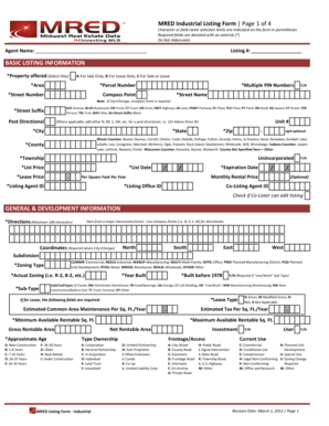 MRED Industrial Listing Form