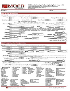 MRED Institutional Listing Form