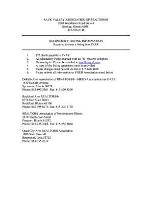 Sauk Valley MLS Listing Form