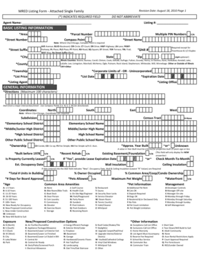 MRED Attached Single Family Listing Form