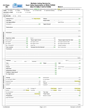 Multi-Family Data Form
