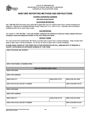 Washington New Hire Reporting Form