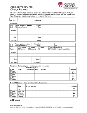 Address/Phone/E-mail Change Request