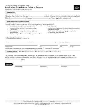 Kansas Advance Ballot Application Form