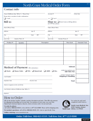 North Coast Medical Order Form