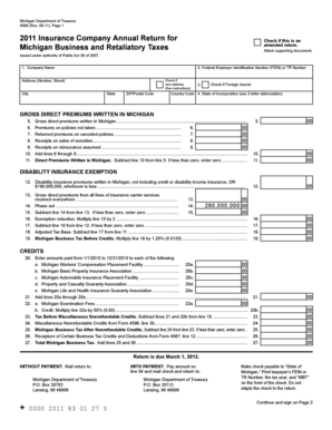 Michigan Insurance Company Annual Return